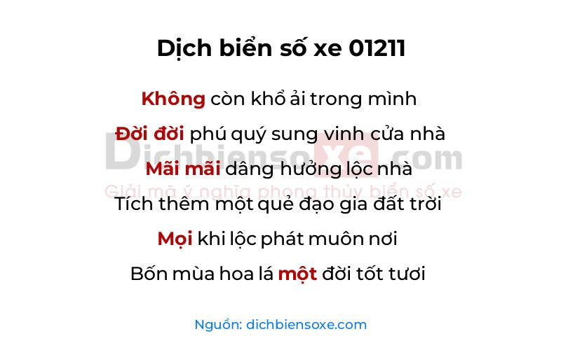 Dịch thơ biển số 01211