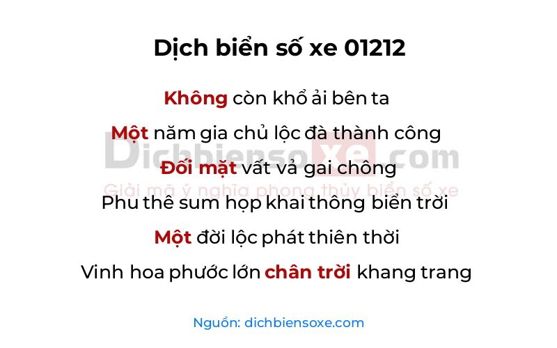 Dịch thơ biển số 01212