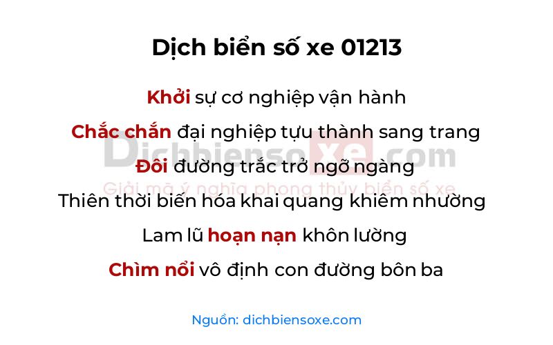 Dịch thơ biển số 01213