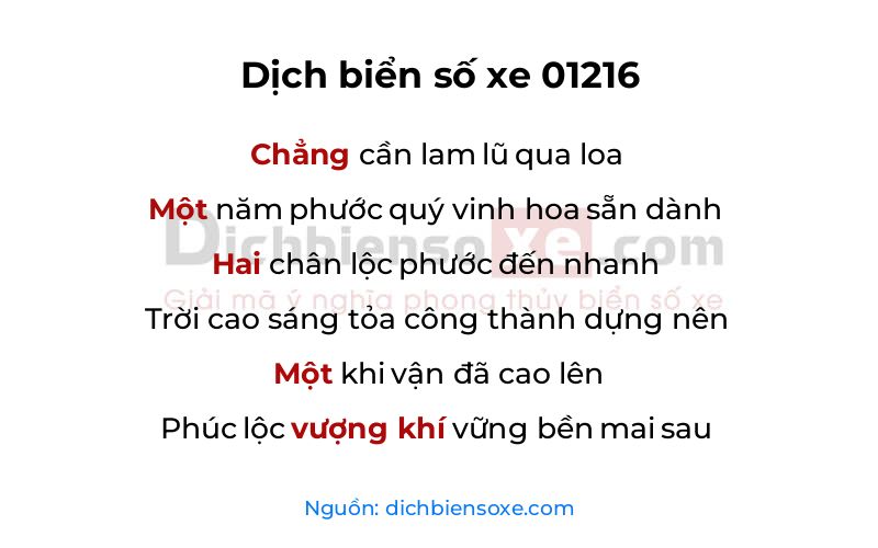 Dịch thơ biển số 01216