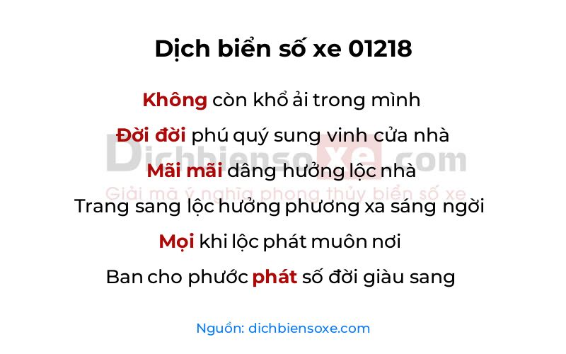 Dịch thơ biển số 01218