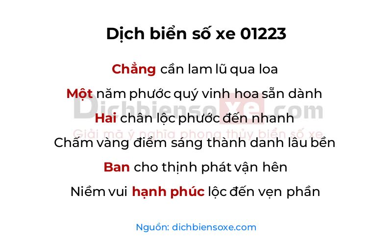 Dịch thơ biển số 01223