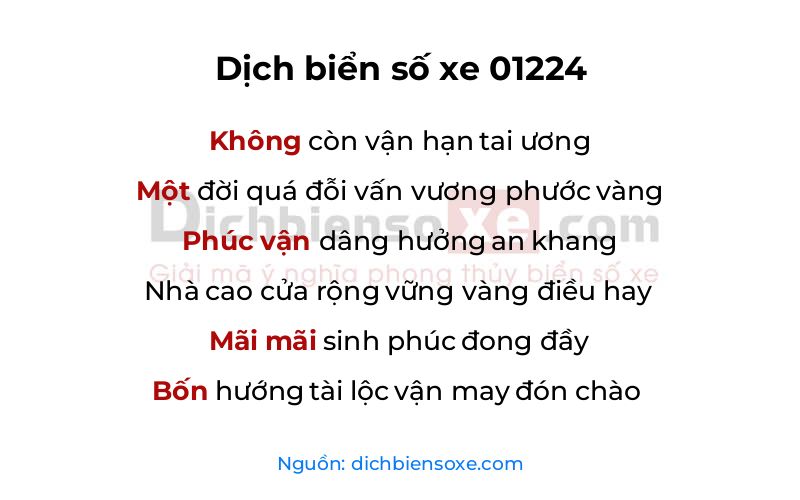 Dịch thơ biển số 01224