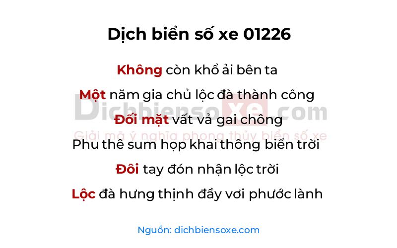 Dịch thơ biển số 01226