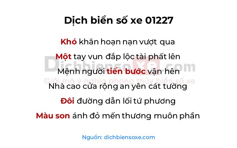 Dịch thơ biển số 01227