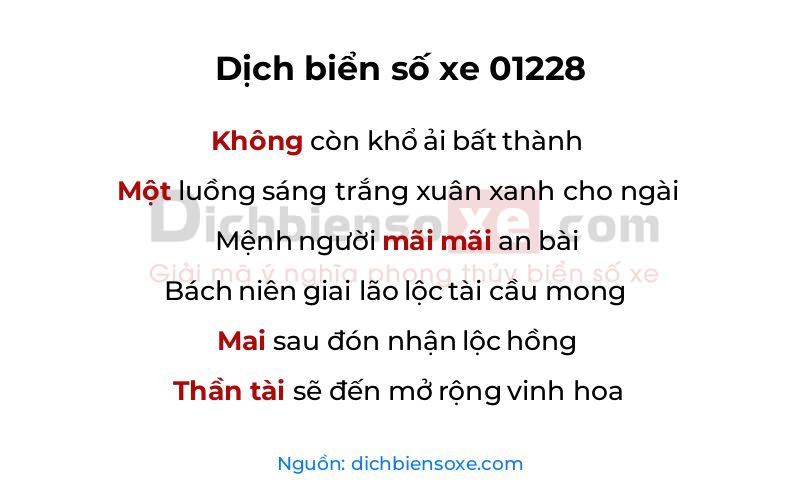 Dịch thơ biển số 01228