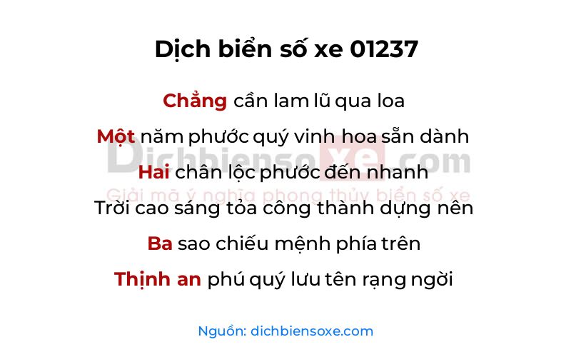 Dịch thơ biển số 01237