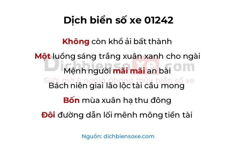 Dịch thơ biển số 01242