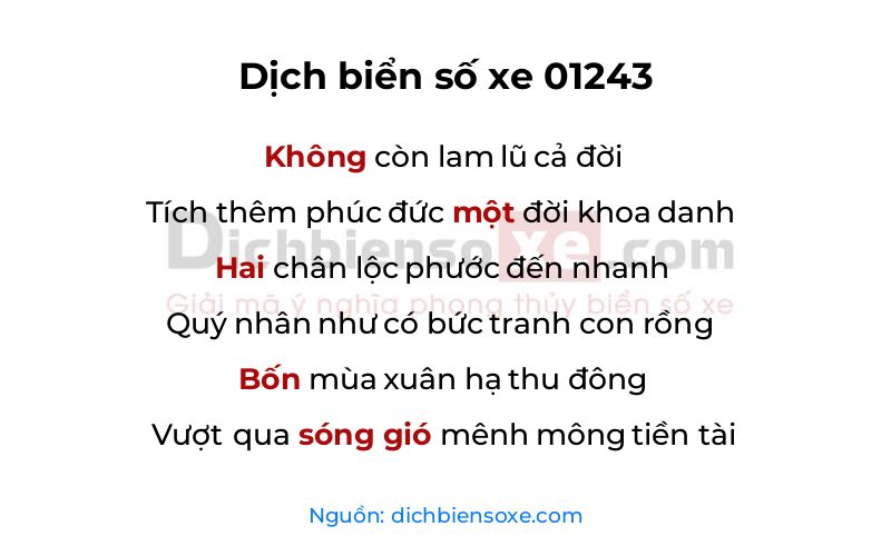 Dịch thơ biển số 01243