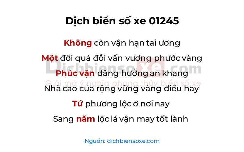 Dịch thơ biển số 01245