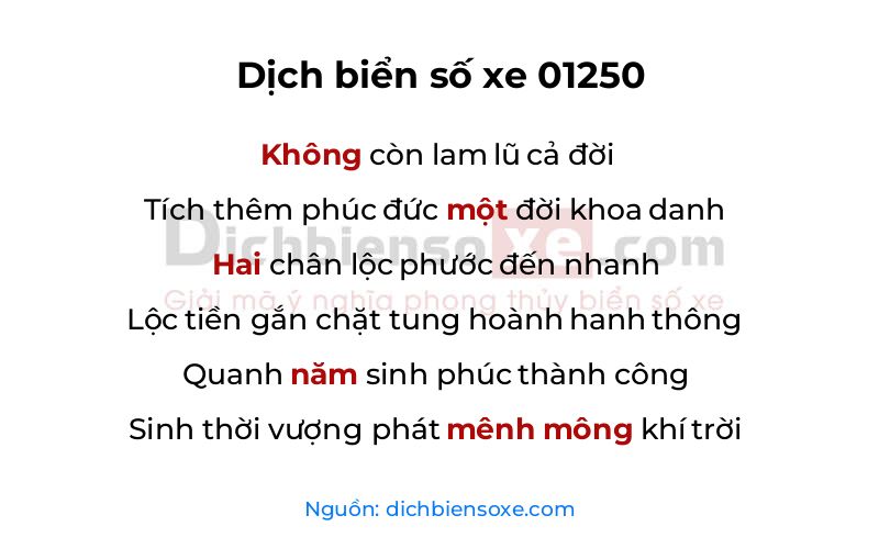 Dịch thơ biển số 01250