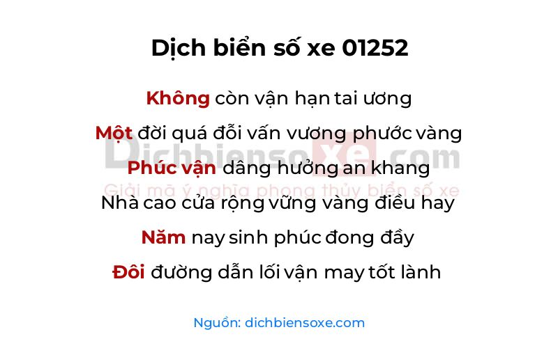 Dịch thơ biển số 01252