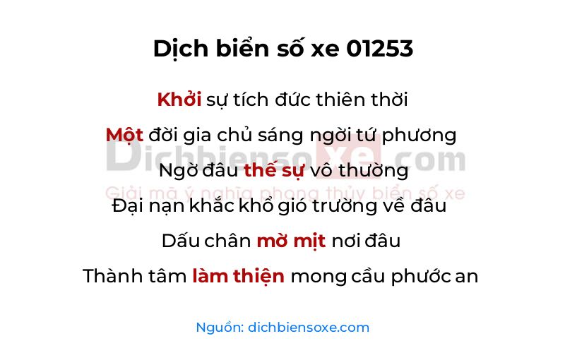 Dịch thơ biển số 01253