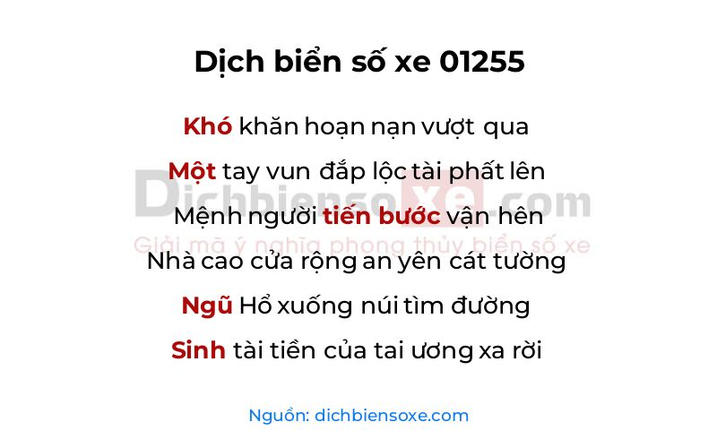 Dịch thơ biển số 01255