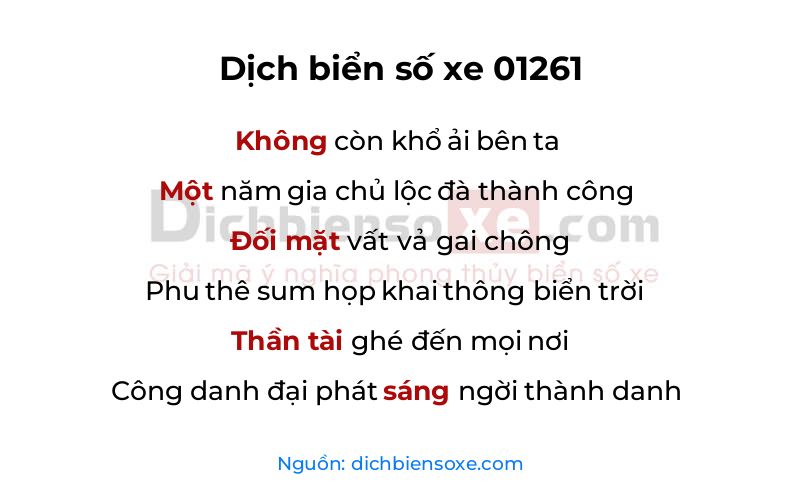 Dịch thơ biển số 01261