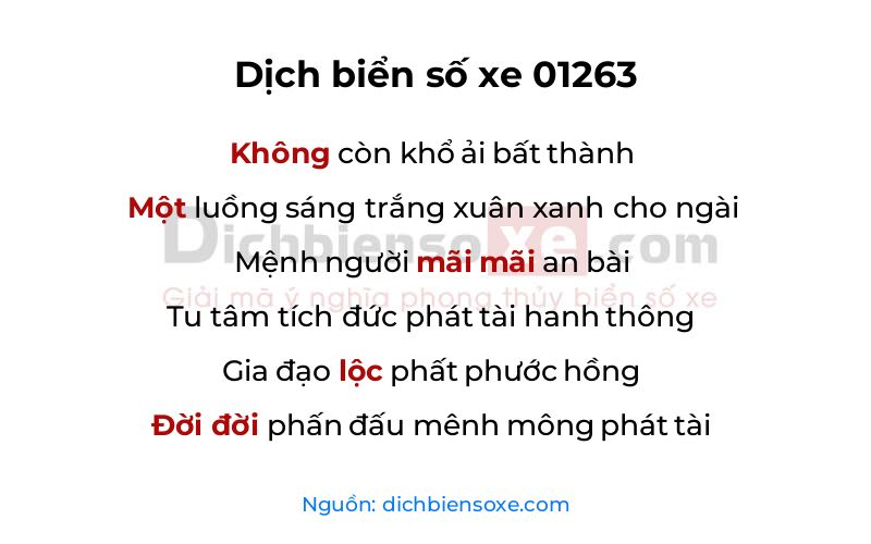 Dịch thơ biển số 01263