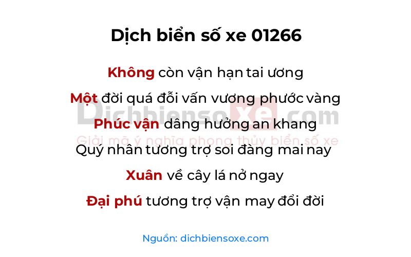 Dịch thơ biển số 01266