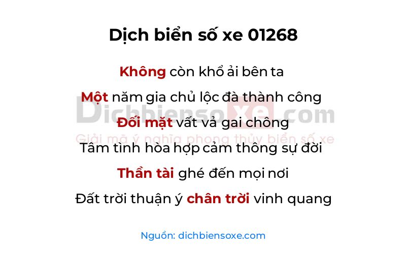 Dịch thơ biển số 01268