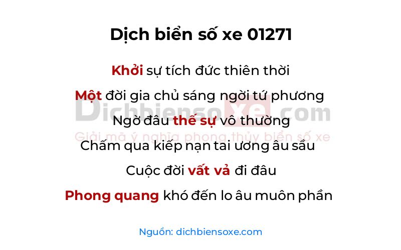 Dịch thơ biển số 01271