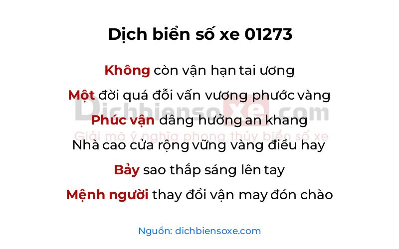 Dịch thơ biển số 01273