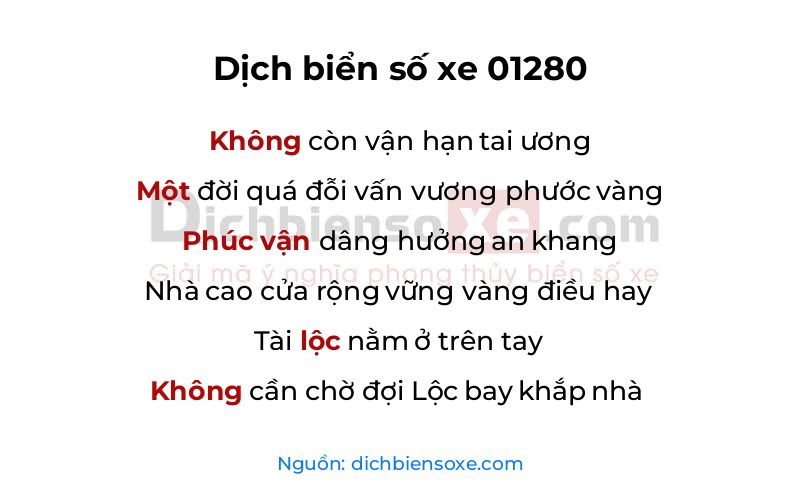 Dịch thơ biển số 01280