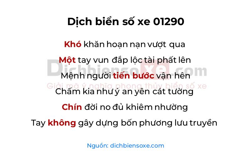 Dịch thơ biển số 01290