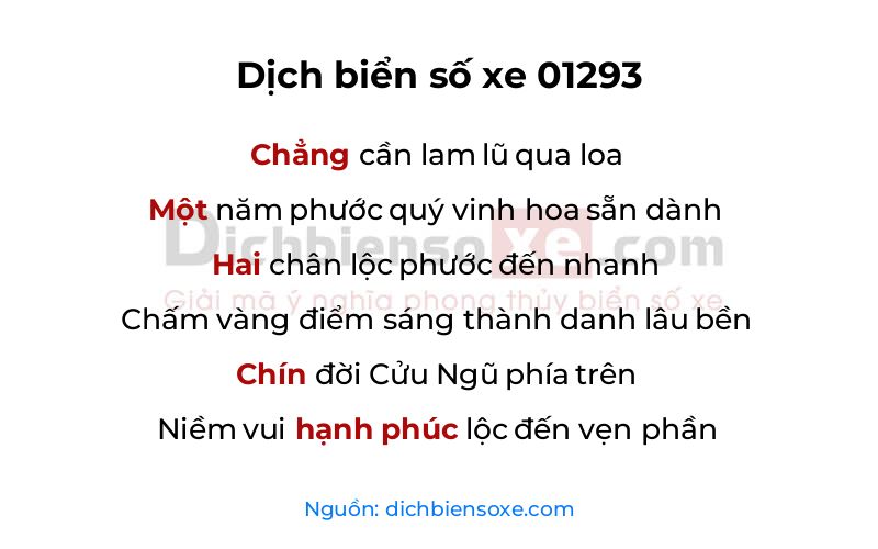 Dịch thơ biển số 01293