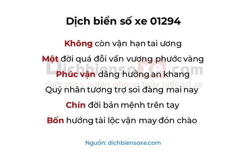 Dịch thơ biển số 01294