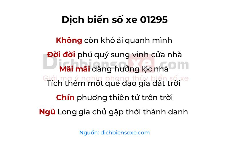 Dịch thơ biển số 01295