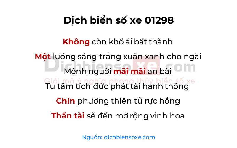 Dịch thơ biển số 01298