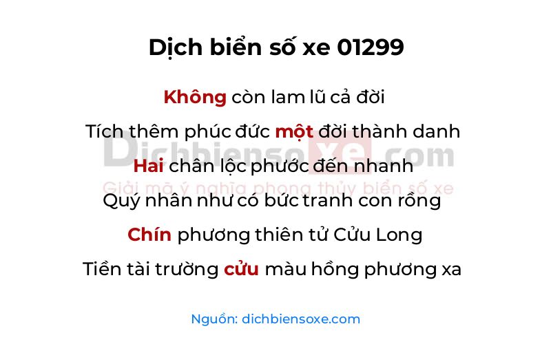 Dịch thơ biển số 01299