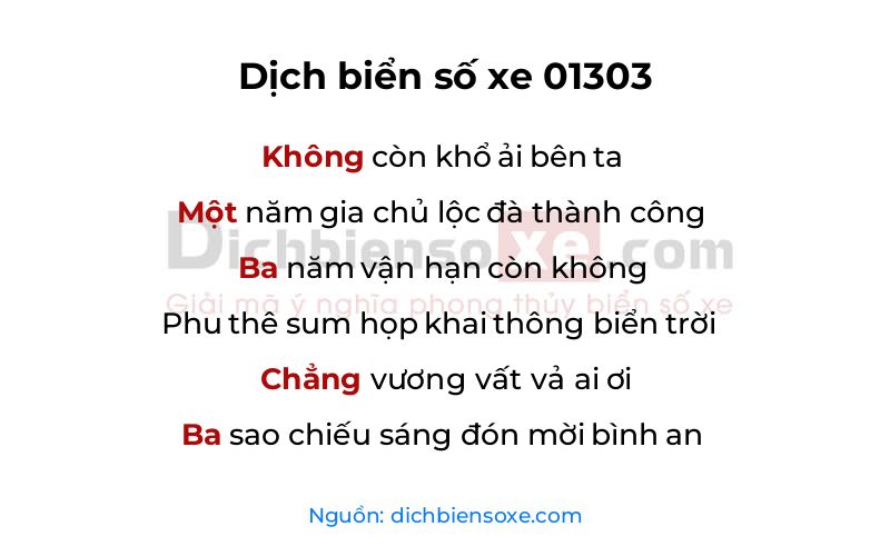 Dịch thơ biển số 01303