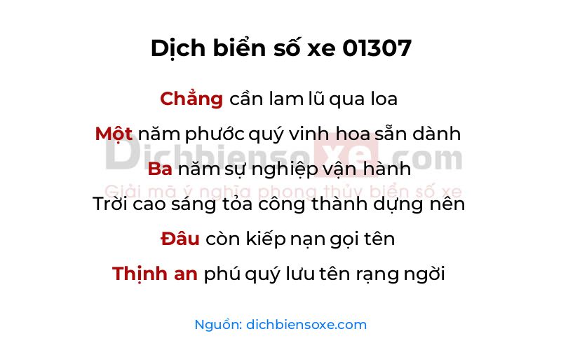 Dịch thơ biển số 01307