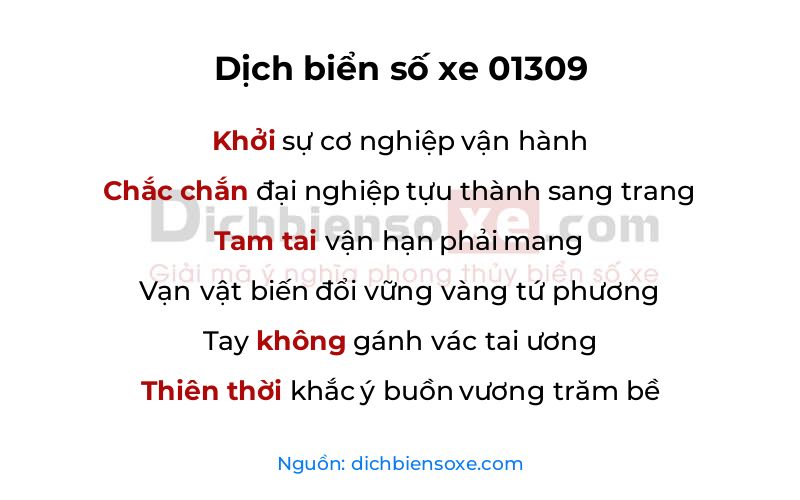 Dịch thơ biển số 01309
