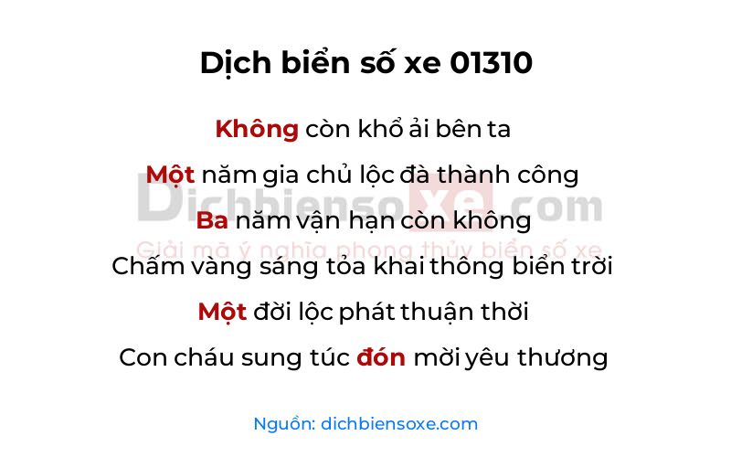 Dịch thơ biển số 01310