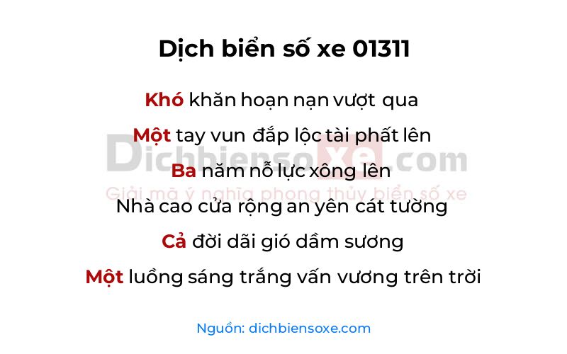 Dịch thơ biển số 01311