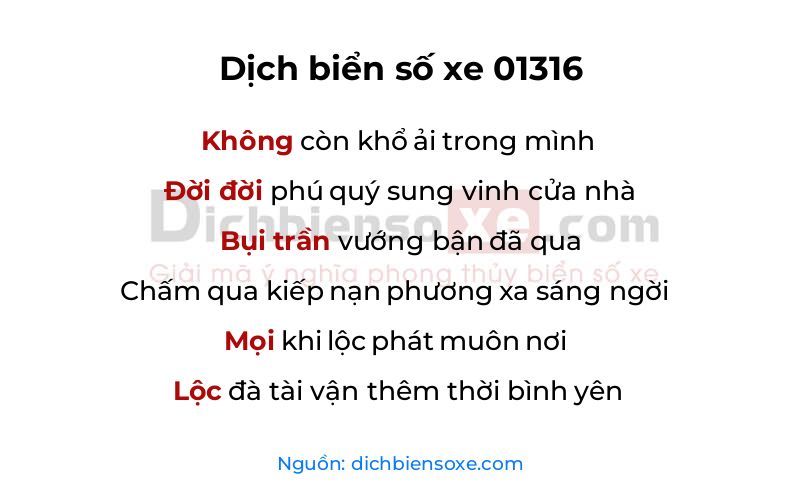 Dịch thơ biển số 01316