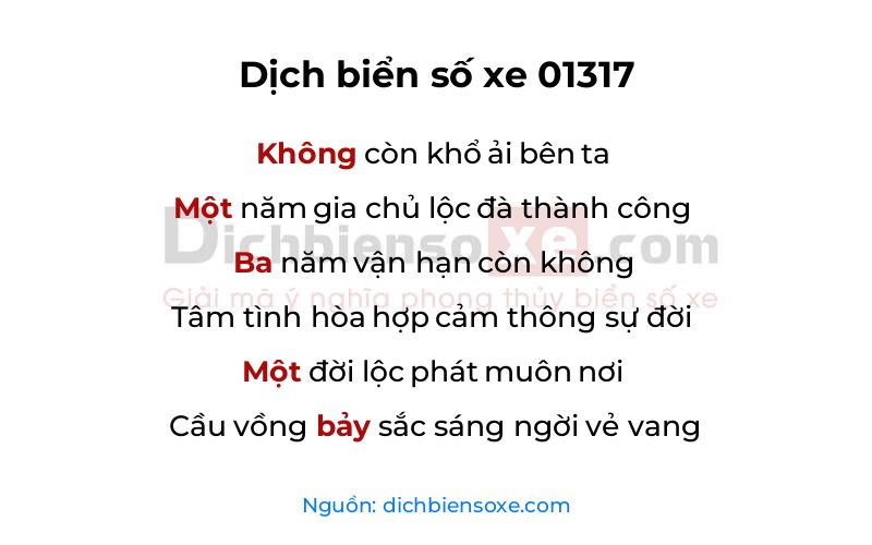 Dịch thơ biển số 01317