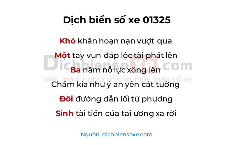 Dịch thơ biển số 01325