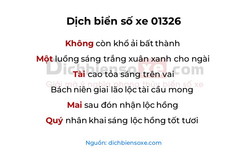 Dịch thơ biển số 01326