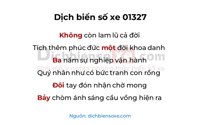 Dịch thơ biển số 01327