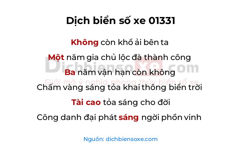 Dịch thơ biển số 01331