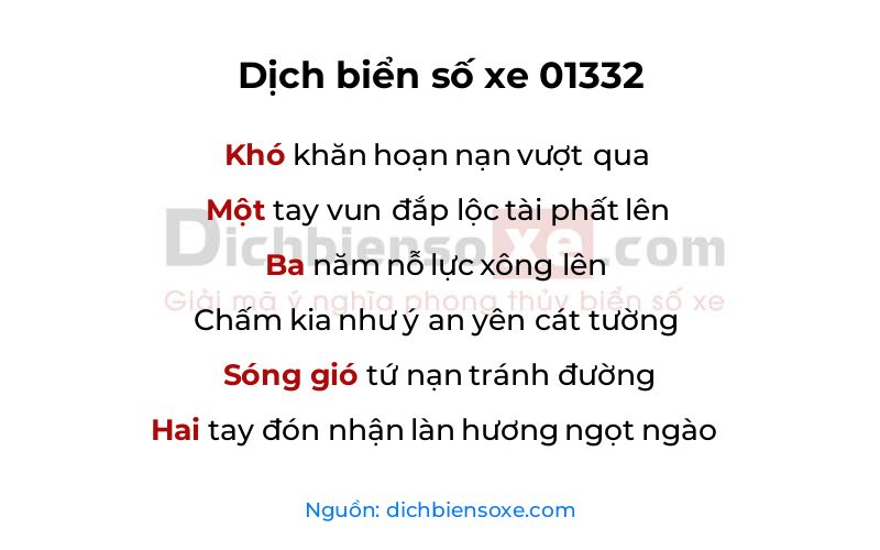 Dịch thơ biển số 01332