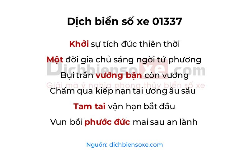 Dịch thơ biển số 01337