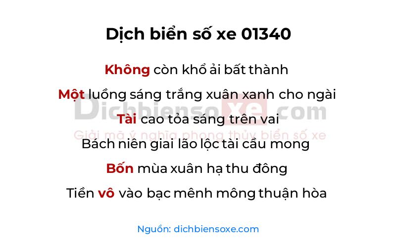 Dịch thơ biển số 01340