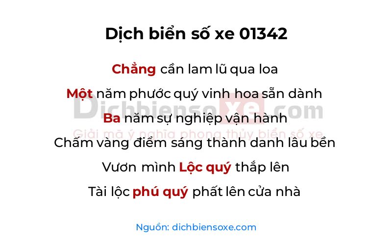 Dịch thơ biển số 01342