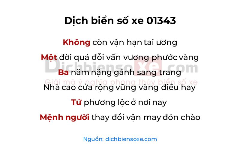 Dịch thơ biển số 01343