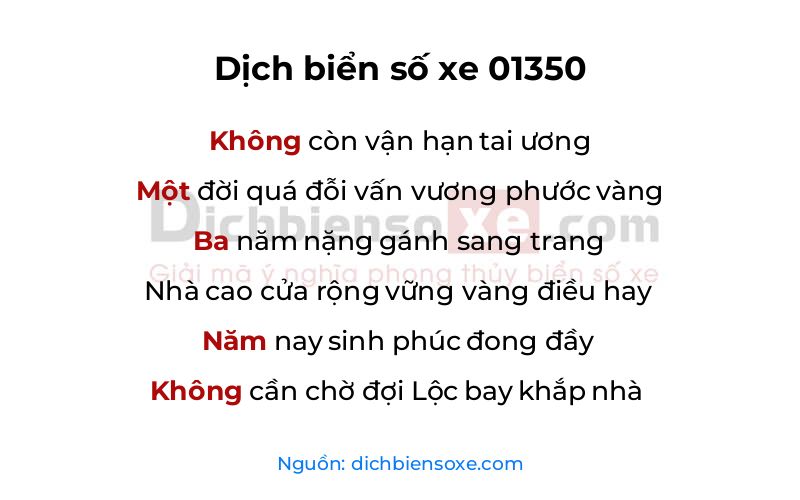 Dịch thơ biển số 01350