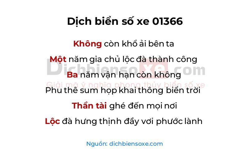 Dịch thơ biển số 01366
