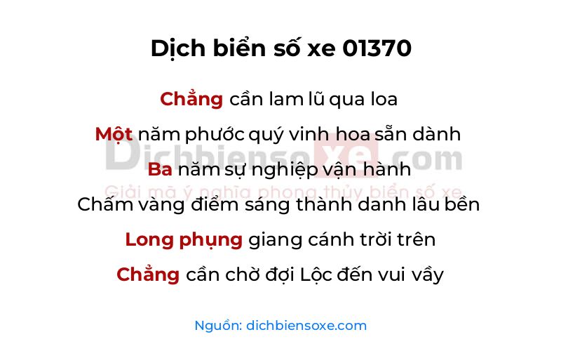 Dịch thơ biển số 01370